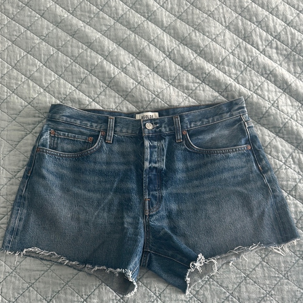 AGOLDE Parker Long Jean shorts size 31 10/12 frayed cuff